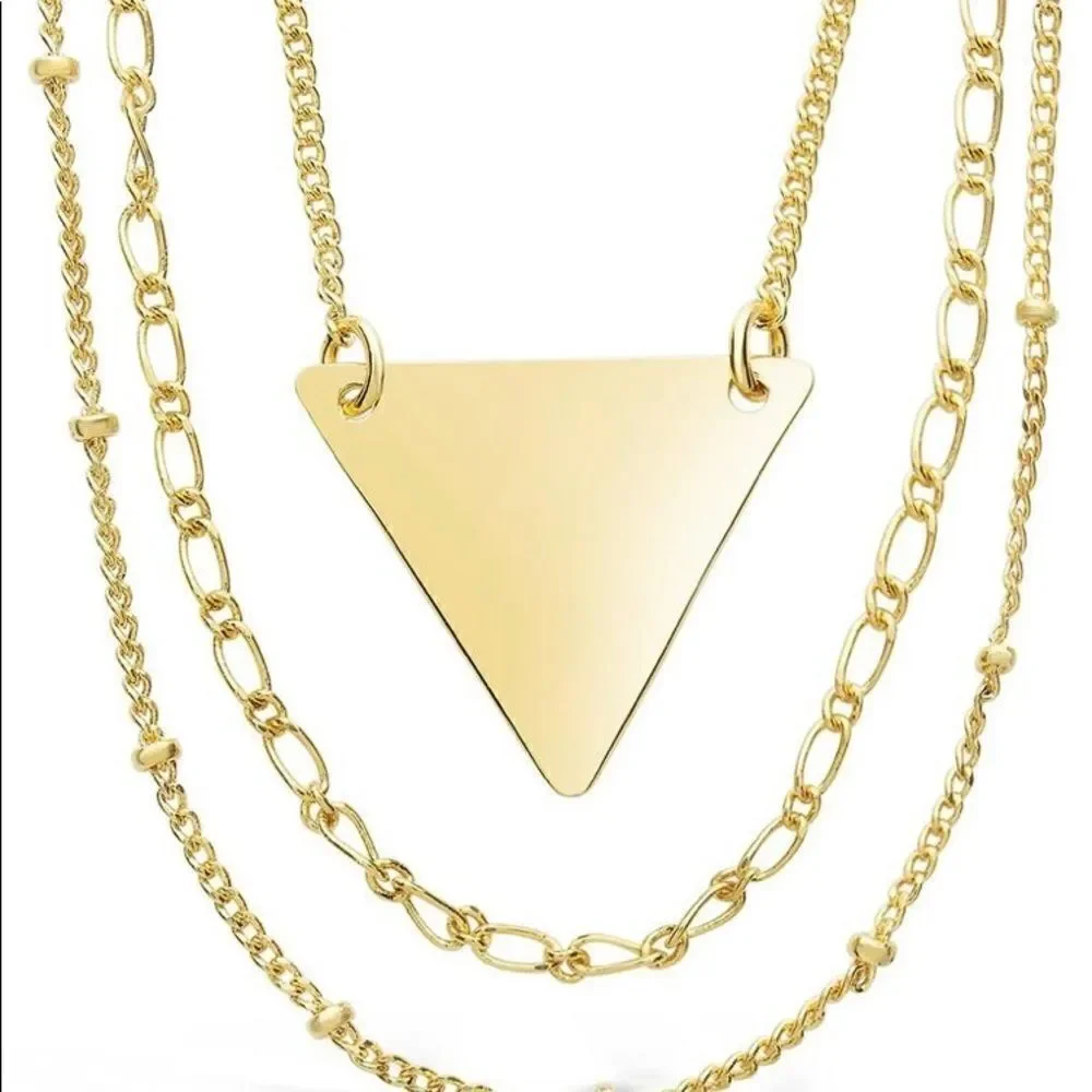Sterling Forever Triple Chain Layered Triangle - Picture 2 of 4